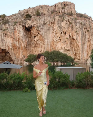 Elegant Off-Shoulder Satin Evening Dress