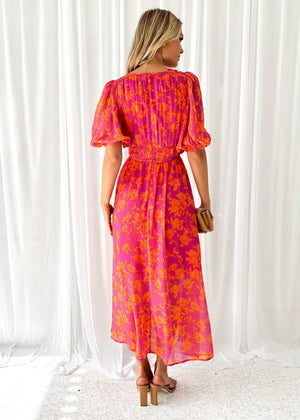 Women’s Floral Wrap Maxi Dress with Flutter Sleeves