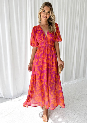 Women’s Floral Wrap Maxi Dress with Flutter Sleeves