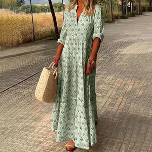 Boho Printed Loose Fit Maxi Dress for Women