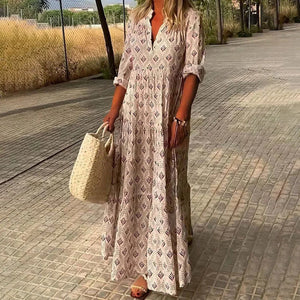 Boho Printed Loose Fit Maxi Dress for Women