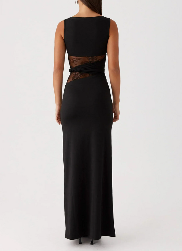 Elegant Lace Cut Out Sleeveless Maxi Dress for Women