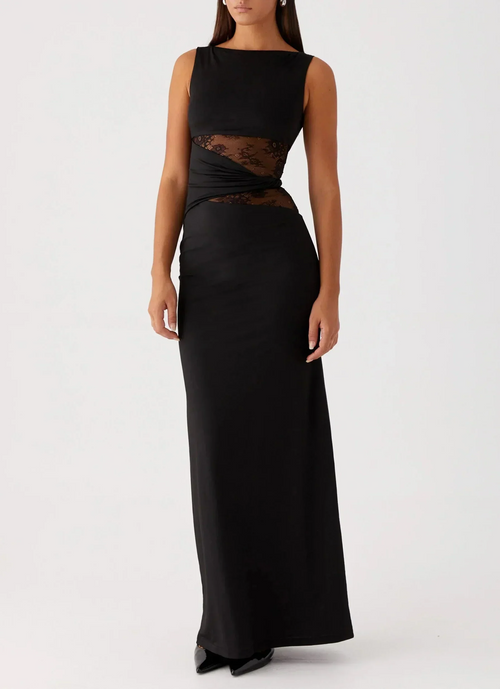 Elegant Lace Cut Out Sleeveless Maxi Dress for Women