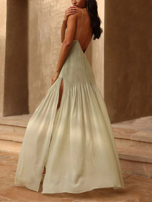 Elegant Open Back Chiffon Maxi Dress for Women