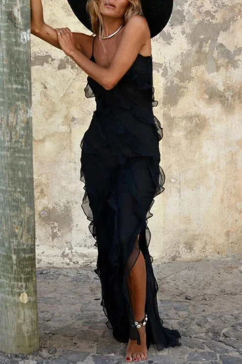 Flowing Tiered Maxi Party Dress for Women