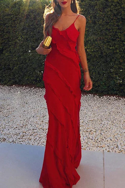 Flowing Tiered Maxi Party Dress for Women