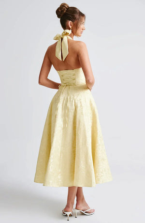 Halter Neck Fit and Flare Midi Dress for Women