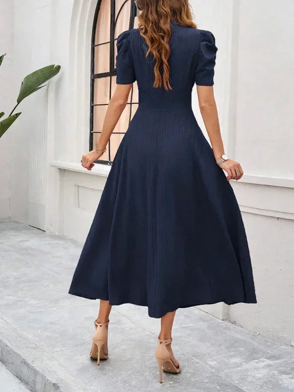 Flowy Puff Sleeve Midi Dress for Women