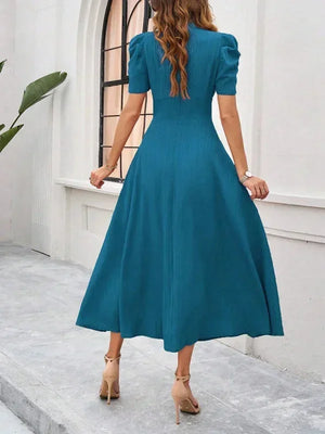 Flowy Puff Sleeve Midi Dress for Women