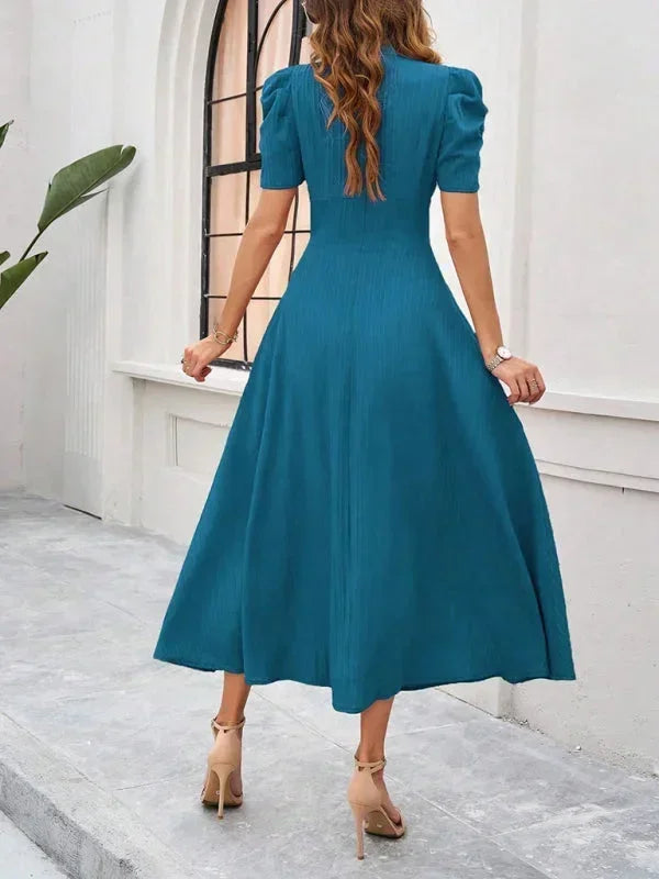 Flowy Puff Sleeve Midi Dress for Women