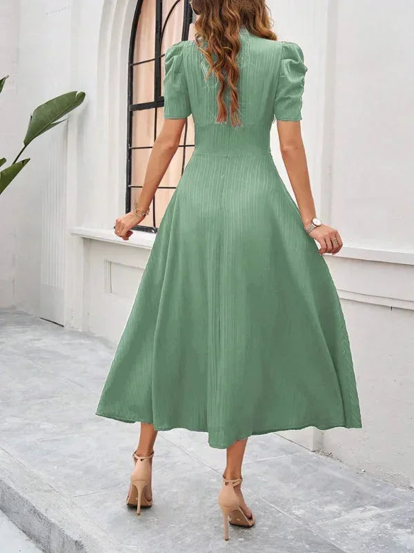 Flowy Puff Sleeve Midi Dress for Women