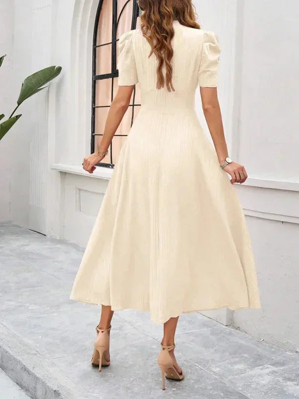 Flowy Puff Sleeve Midi Dress for Women
