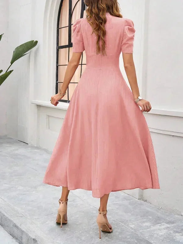 Flowy Puff Sleeve Midi Dress for Women