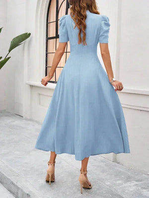 Flowy Puff Sleeve Midi Dress for Women