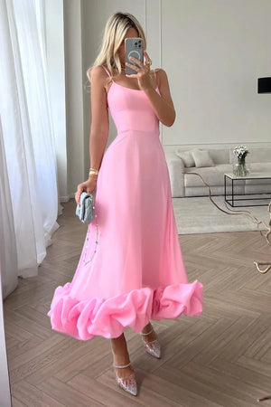 Women's Elegant Maxi Dress with Ruffled Mermaid Hem