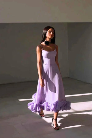 Women's Elegant Maxi Dress with Ruffled Mermaid Hem
