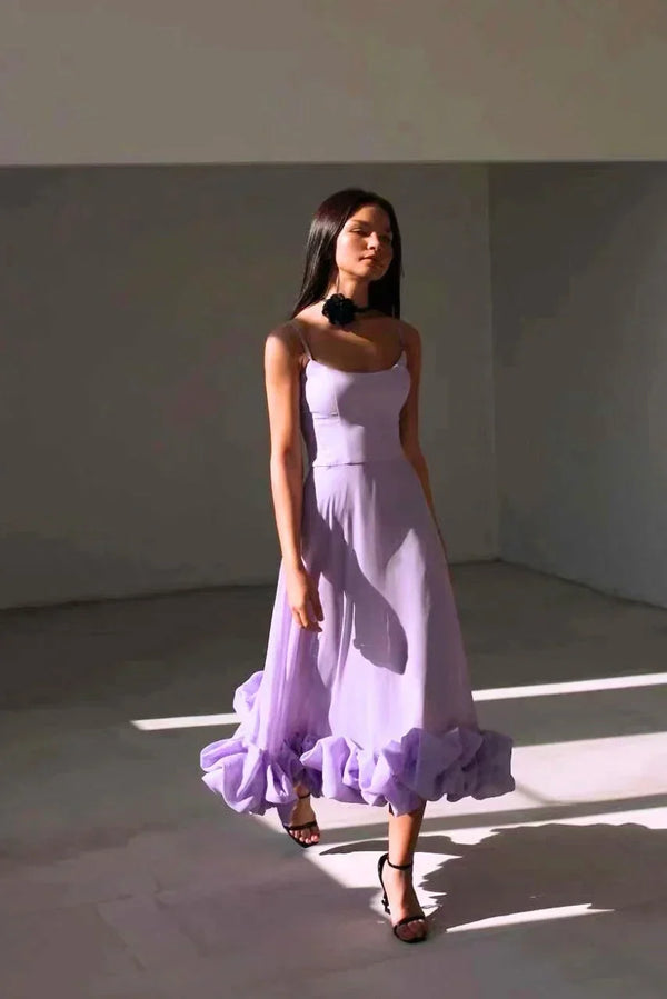 Women's Elegant Maxi Dress with Ruffled Mermaid Hem