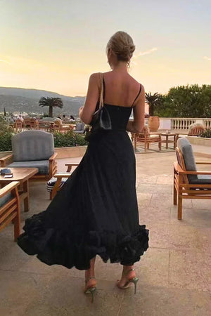 Women's Elegant Maxi Dress with Ruffled Mermaid Hem