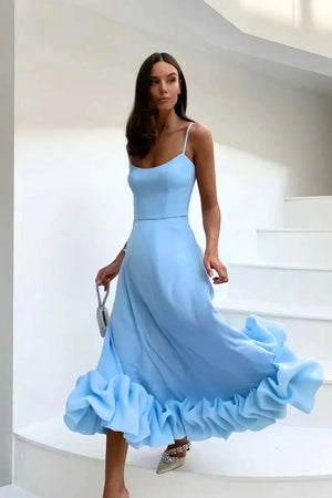 Women's Elegant Maxi Dress with Ruffled Mermaid Hem