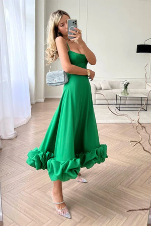 Women's Elegant Maxi Dress with Ruffled Mermaid Hem