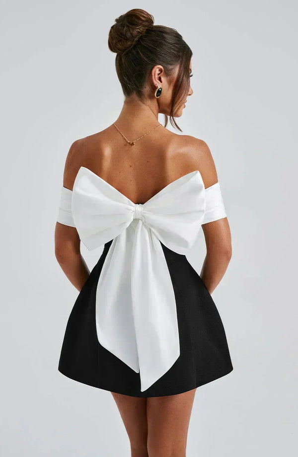Women’s Off Shoulder Bow Back Mini Dress