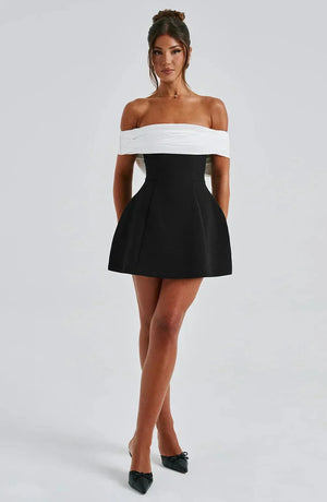 Women’s Off Shoulder Bow Back Mini Dress