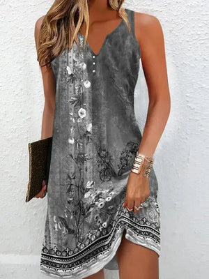 Vestido mini sin mangas con estampado bohemio para mujer
