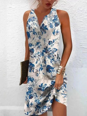 Vestido mini sin mangas con estampado bohemio para mujer