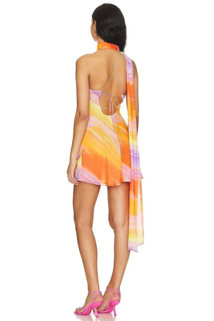 Women’s Abstract Print Halter Mini Dress