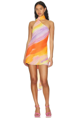 Women’s Abstract Print Halter Mini Dress