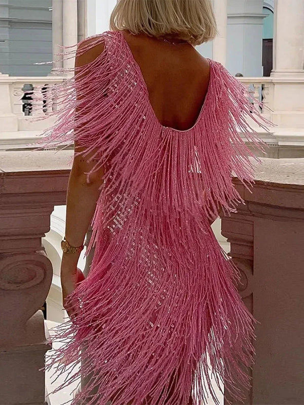 Women’s Sequin Fringe Party Mini Dress