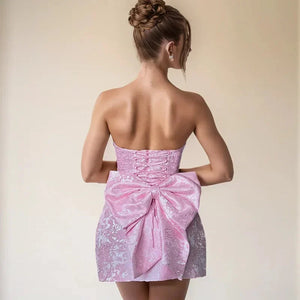 Women’s Strapless Bow Back Mini Party Dress
