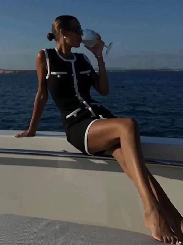 Vestido mini bodycon sin mangas y chic para mujer