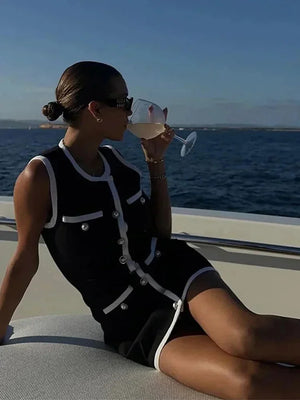 Vestido mini bodycon sin mangas y chic para mujer