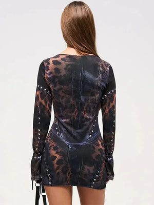 Vestido mini bodycon con estampado y fruncidos para mujer