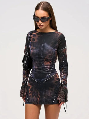 Vestido mini bodycon con estampado y fruncidos para mujer