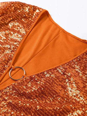 Sparkly Sequin Deep V Mini Dress for Women