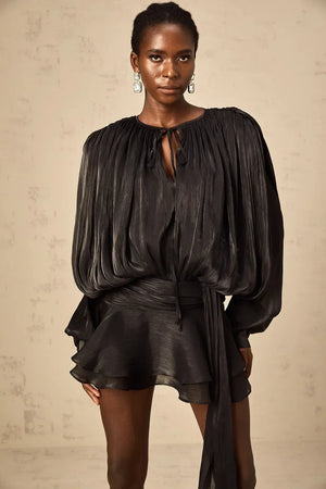 Long Sleeve Draped Mini Dress for Women