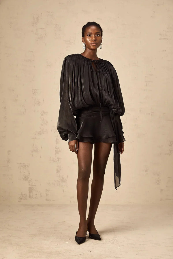 Long Sleeve Draped Mini Dress for Women