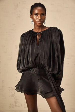 Long Sleeve Draped Mini Dress for Women