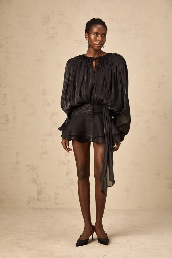 Long Sleeve Draped Mini Dress for Women