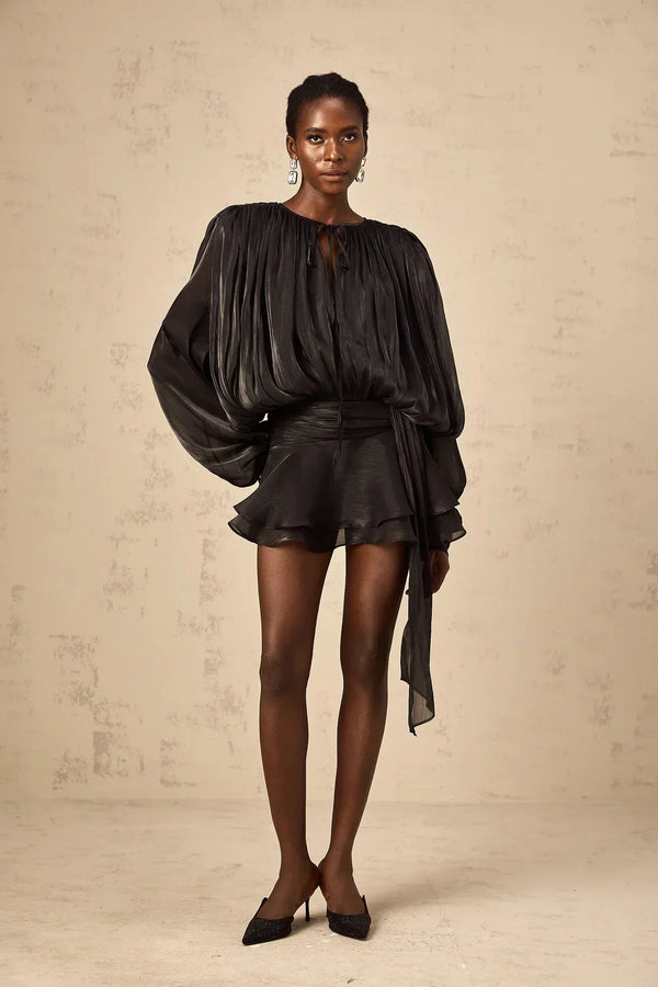 Long Sleeve Draped Mini Dress for Women