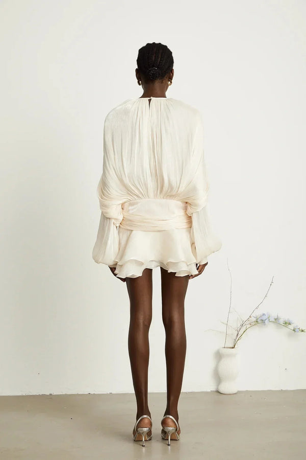 Long Sleeve Draped Mini Dress for Women