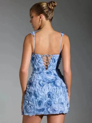 Women’s Textured Mini Dress with Square Neck