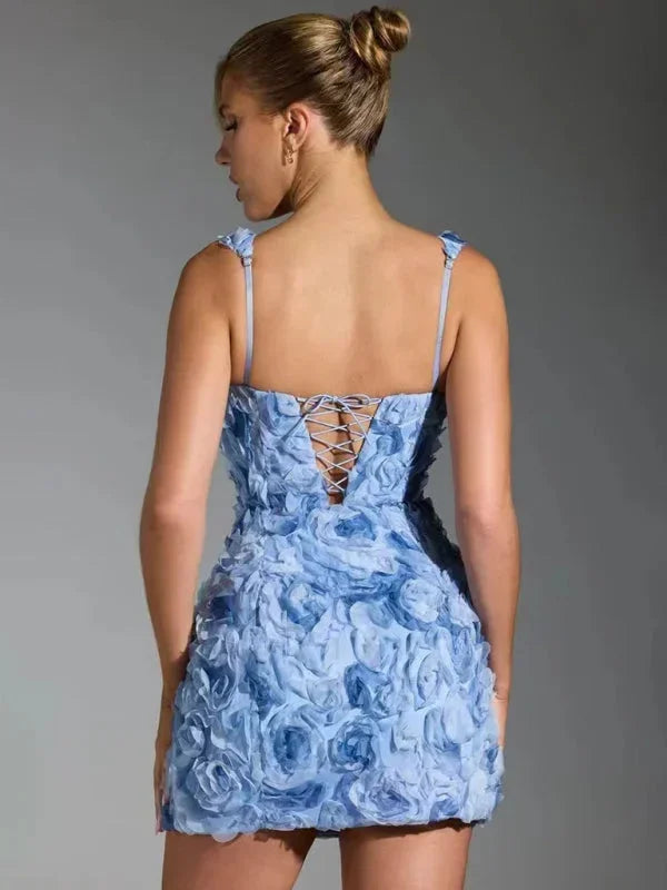 Women’s Textured Mini Dress with Square Neck