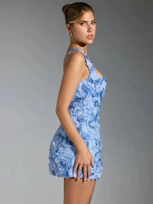 Women’s Textured Mini Dress with Square Neck