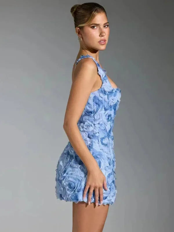 Women’s Textured Mini Dress with Square Neck