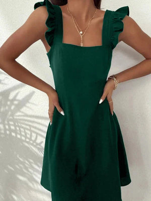 Elegant Ruffle Sleeve Back Bow Mini Dress for Women