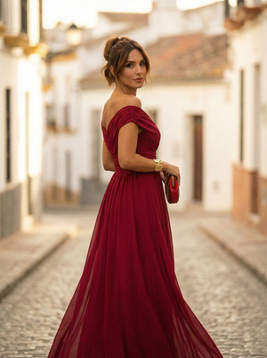 Women's Elegant Off-Shoulder Evening Maxi Dress
