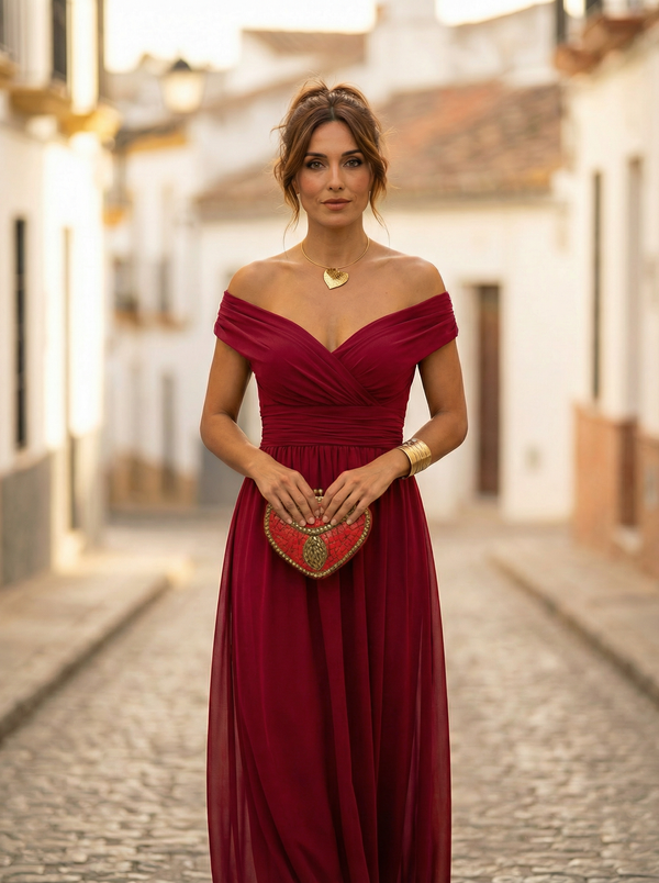 Women's Elegant Off-Shoulder Evening Maxi Dress